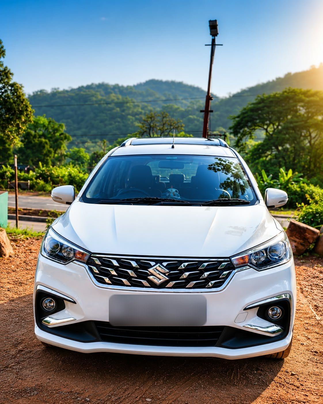 Ertiga with Konkan hills behind